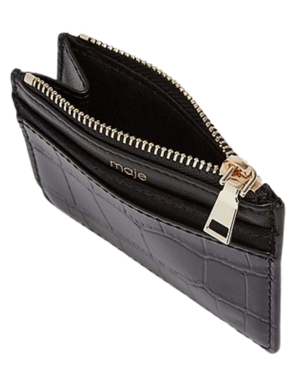 Maje Embossed Crocodile Leather Card Holder - Picture 3 of 4